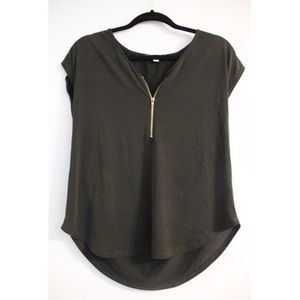 Green Envelope Black Zipper Shirt